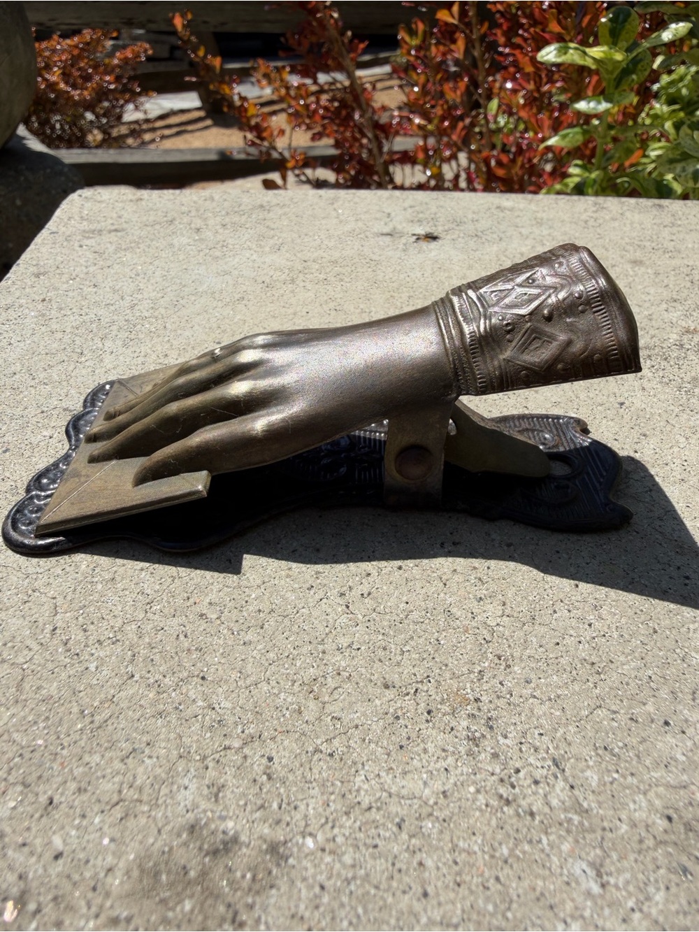 Rare, Antique-Style Bronze Hand Mail Holder